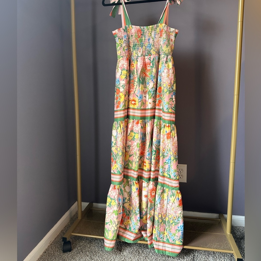 Jade Melody Tam Toe Shoulder Garden Border Tiered Maxi Dress Size XS - Picture 6 of 8